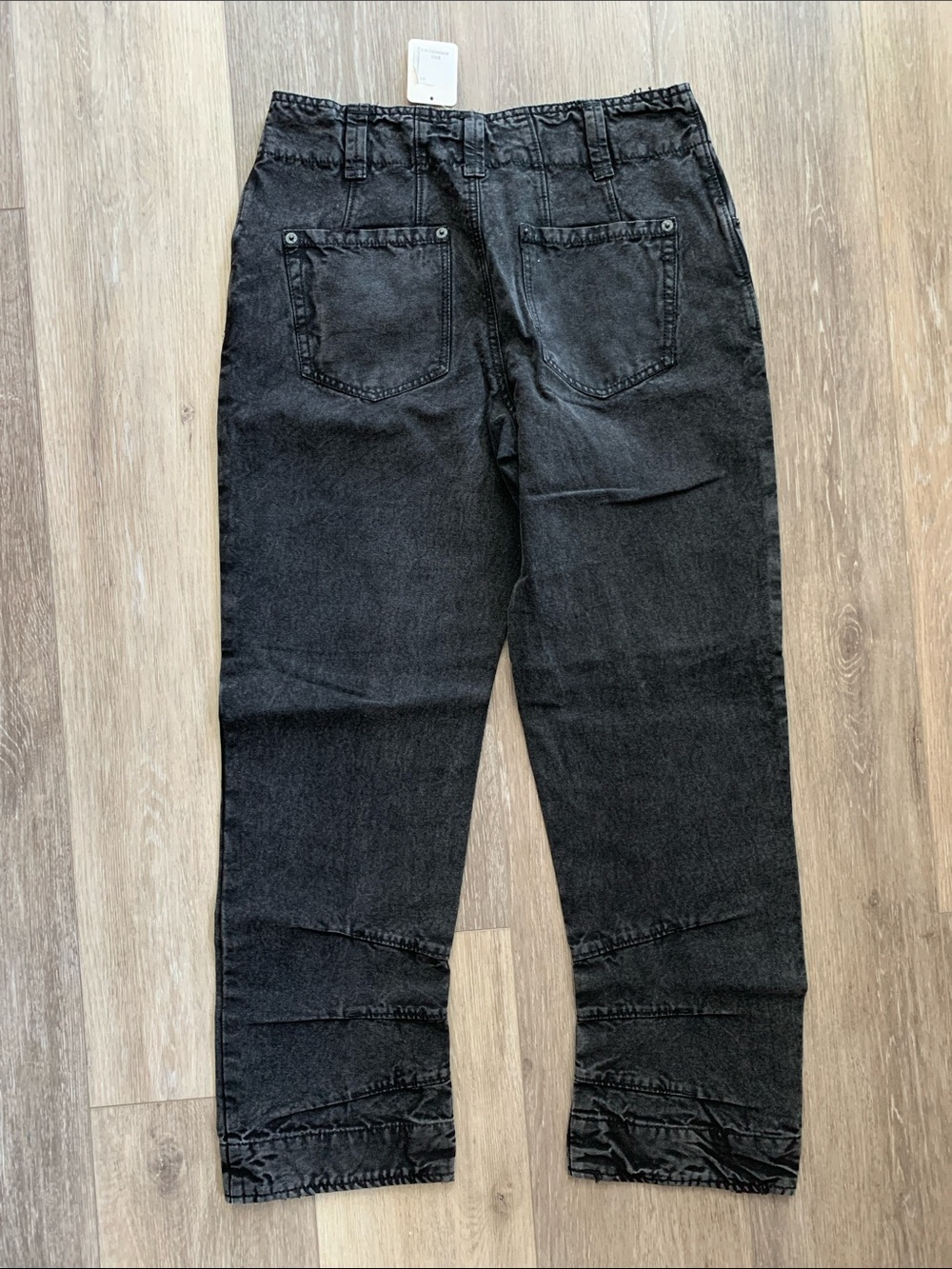 FREE PEOPLE Denim Cropped Slim Barrel Pants Distressed Black NWT Supersonic - Picture 6 of 13